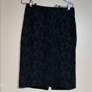 Ann Taylor Black Textured Pencil Skirt